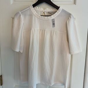 LOFT Women's Cream Textured Blouse